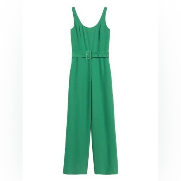 New Banana Republic “Kelly” Green Belted Scoop Neck Wide Leg Jumpsuit - Picture 3 of 15